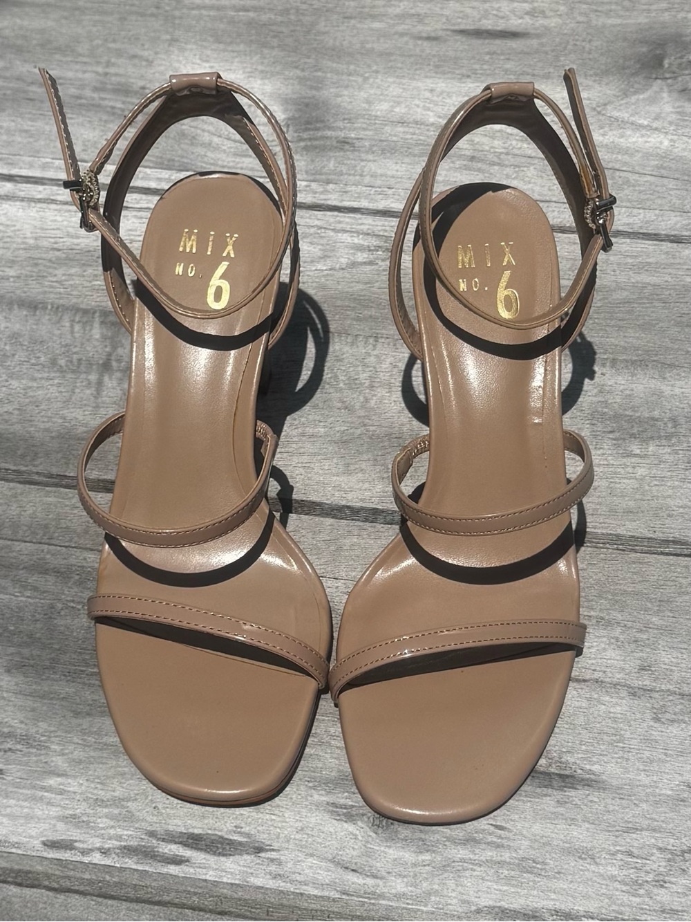 Mix No. 6 Women's Taupe Strappy Block Heel Sandals
